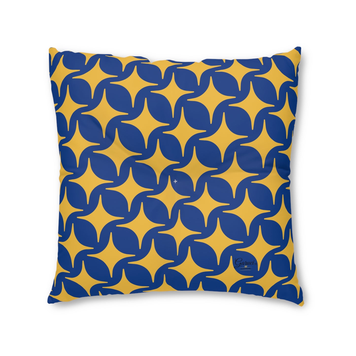 Boho Tufted Floor Pillow – Stylish Square Cushion with Yellow and Blue Pattern for Cozy Home Decor